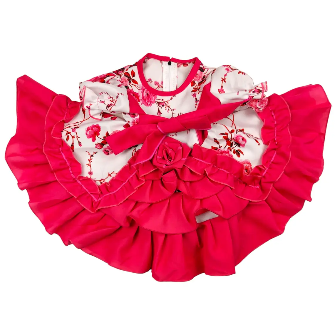 Vestido Huasita + Panty 6/12 Meses Floreado Fucsia 1