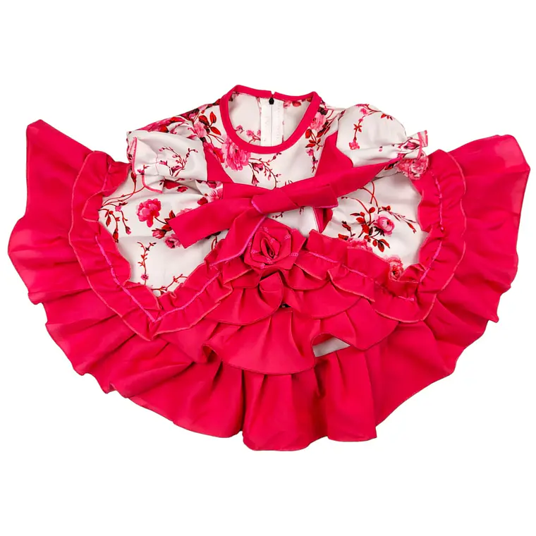 Vestido Huasita + Panty 6/12 Meses Floreado Fucsia 1