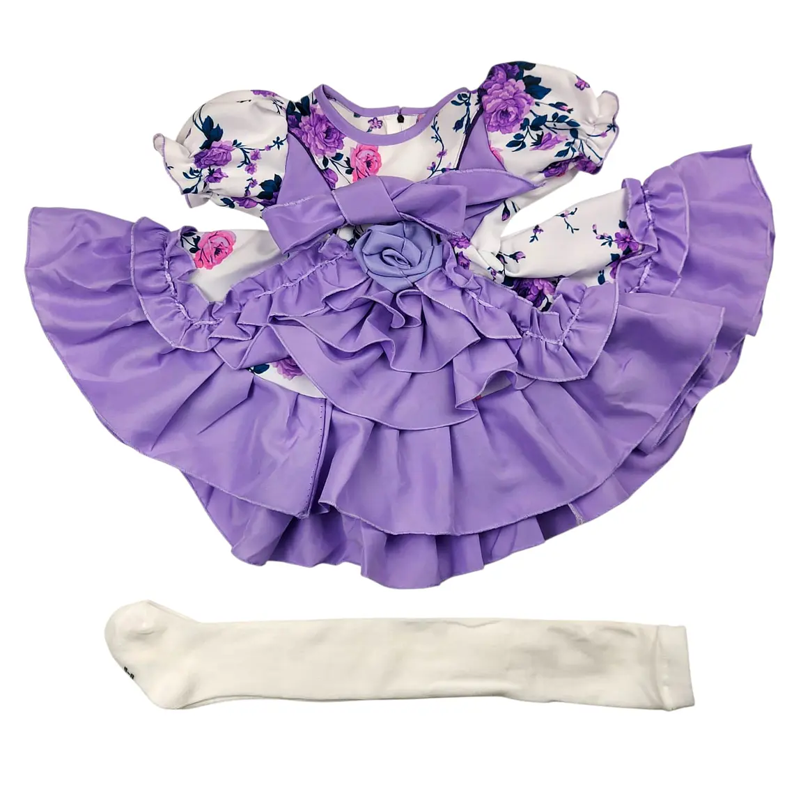 Vestido Huasita + Panty 0/6 Meses Floreado Lila 2