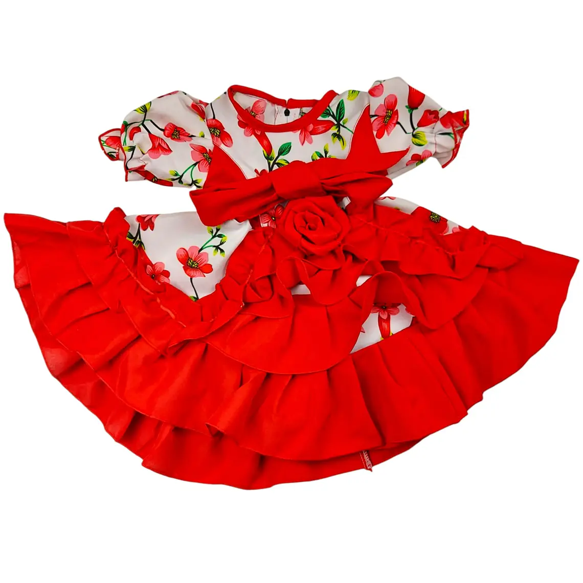 Vestido Huasita + Panty 6/12 Meses Copihue Rojo 1