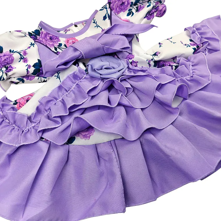 Vestido Huasita + Panty 6/12 Meses Floreado Lila 3