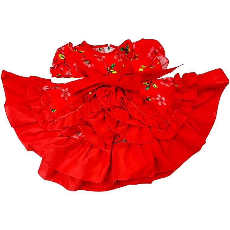 Vestido Huasita + Panty 6/12 Meses Floreado Rojo 1