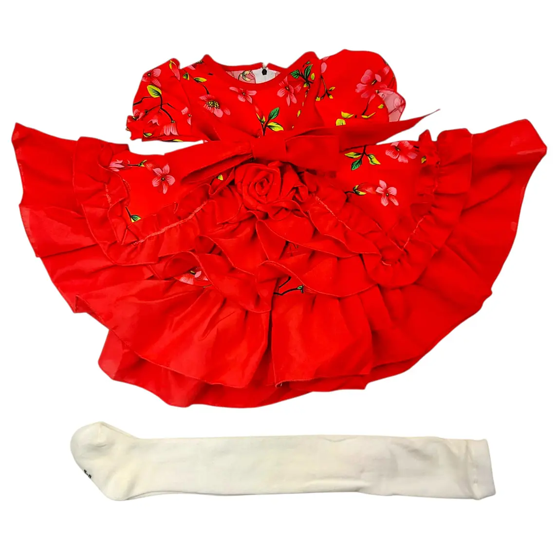 Vestido Huasita + Panty 6/12 Meses Floreado Rojo 2