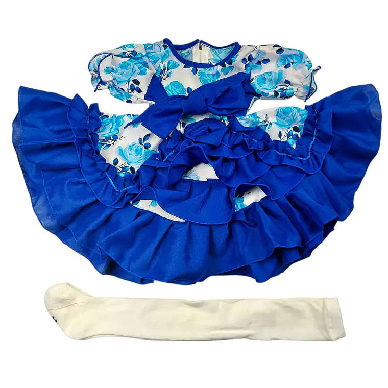 Vestido Huasita + Panty 6/12 Meses Rosa Azul 2