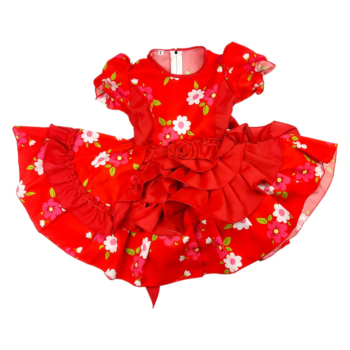 Vestido Huasita 12/18 Meses Flor Rojo 1