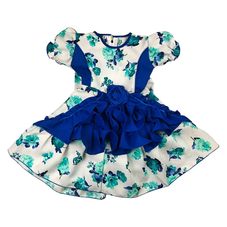 Vestido Huasita 12/18 Meses Floreado Azul 1