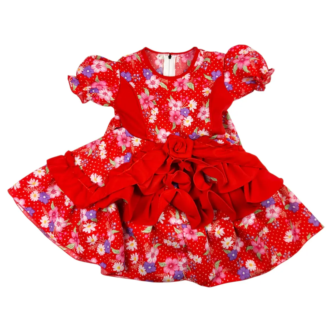Vestido Huasita 12/18 Meses Floreado Rojo 1