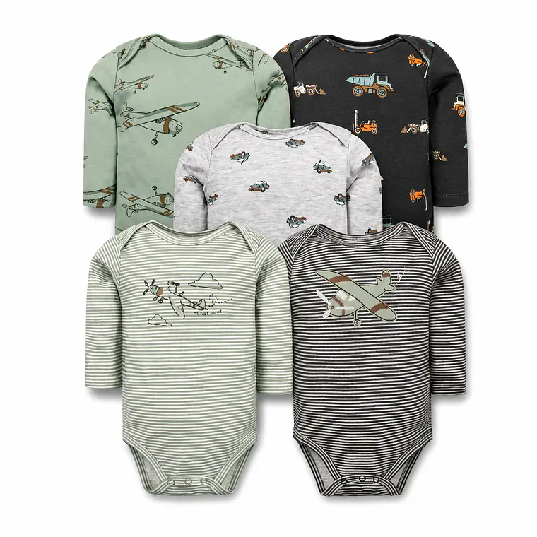 Set 5 Bodys Manga Larga 18/24 Meses Avión 1