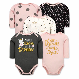 Set 5 Bodys Manga Larga 6/9 Meses Dream