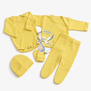 Ajuar 5 Piezas Liso Talla 0/3 Meses Amarillo