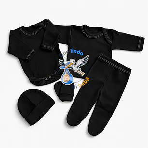 Ajuar 5 Piezas Liso Talla 0/3 Meses Negro