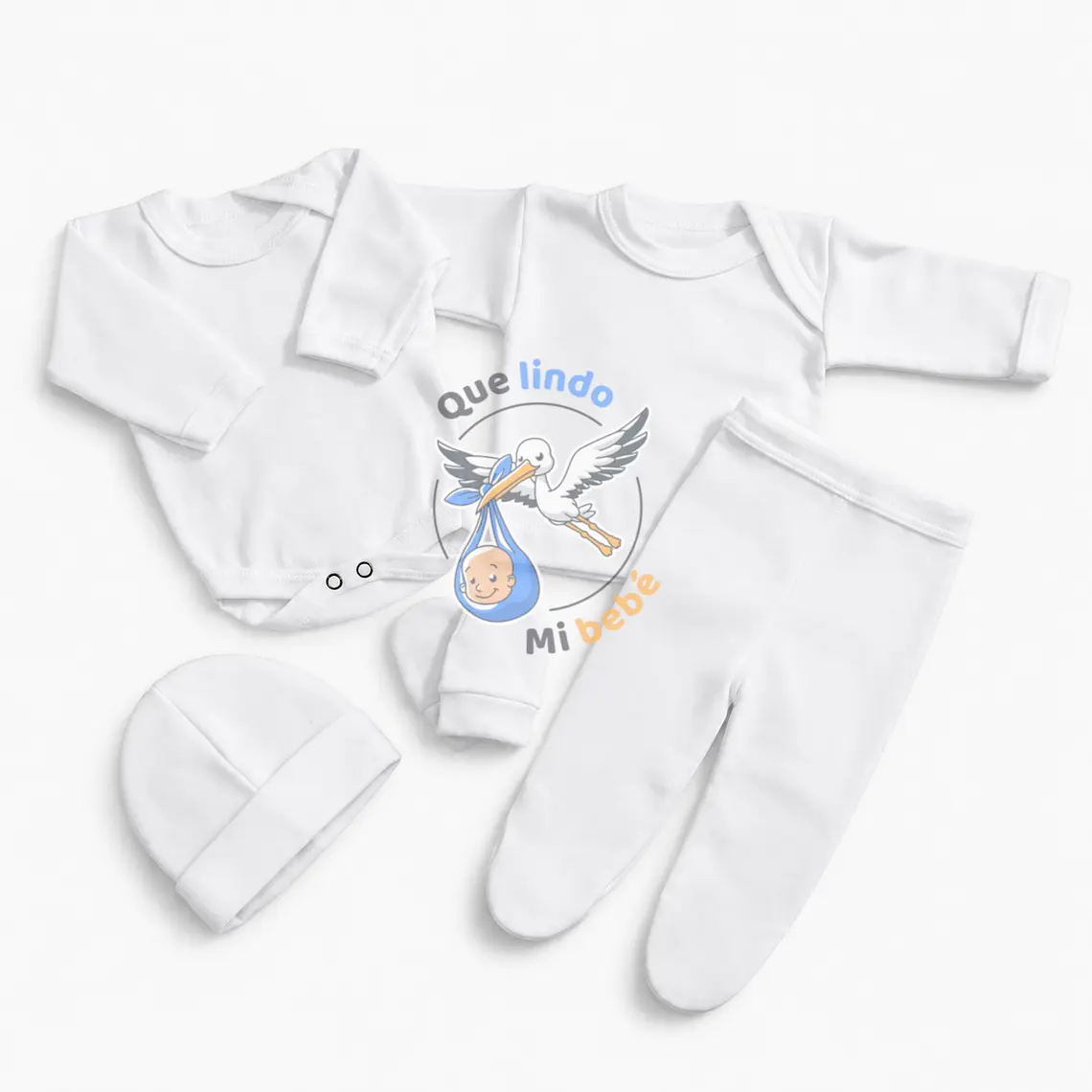 Ajuar 5 Piezas Liso Talla 0/3 Meses Blanco 1