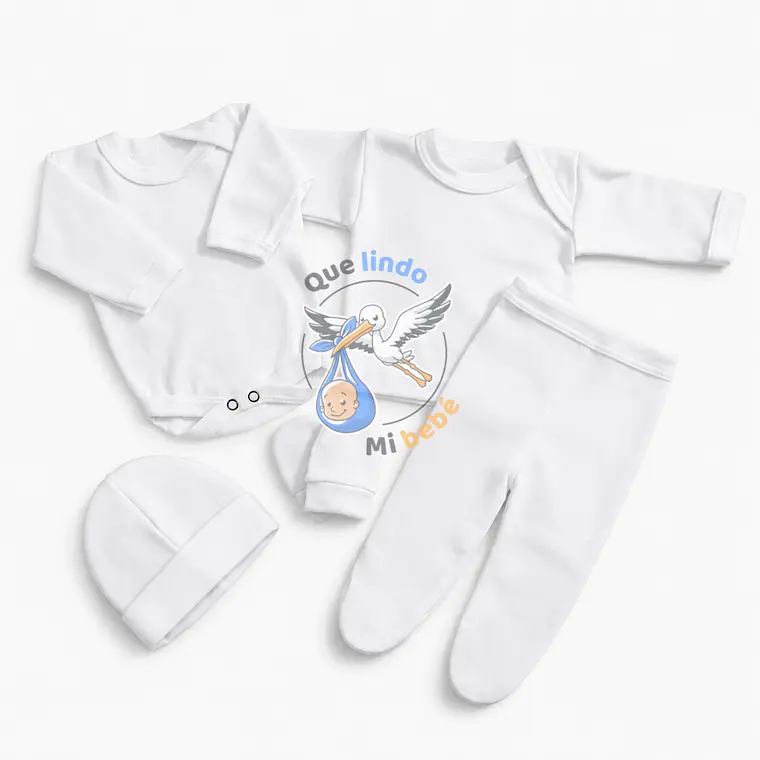Ajuar 5 Piezas Liso Talla 0/3 Meses Blanco 1