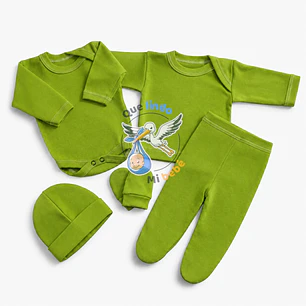 Ajuar 5 Piezas Liso Talla 0/3 Meses Verde Pistacho