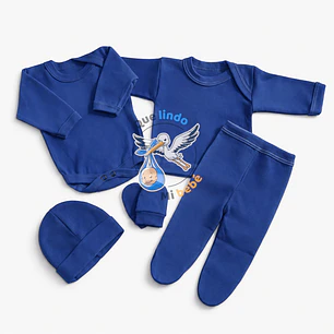 Ajuar 5 Piezas Liso Talla 0/3 Meses Azul Jeans