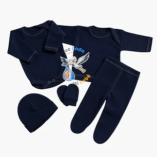 Ajuar 5 Piezas Liso Talla 0/3 Meses Azul Marino