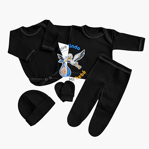 Ajuar 5 Piezas Liso Talla 0/3 Meses Negro