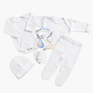 Ajuar 5 Piezas Liso Talla 0/3 Meses Blanco