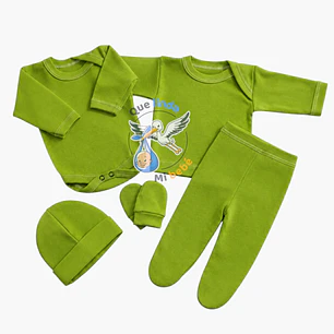 Ajuar 5 Piezas Liso Talla 0/3 Meses Verde Pistacho