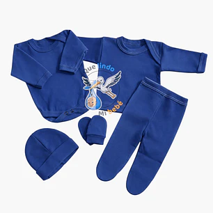 Ajuar 5 Piezas Liso Talla 0/3 Meses Azul Jeans