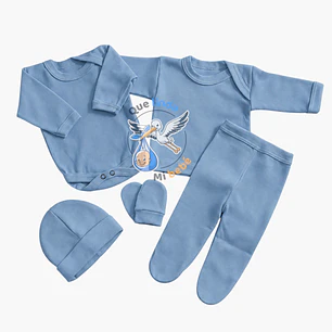 Ajuar 5 Piezas Liso Talla 0/3 Meses Celeste