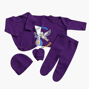 Ajuar 5 Piezas Liso Talla 0/3 Meses Morado 