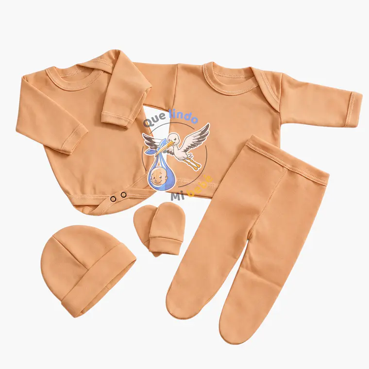 Ajuar 5 Piezas Liso Talla 0/3 Meses Damasco   1