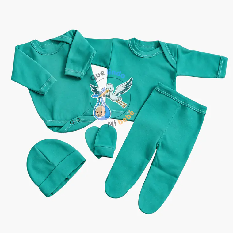 Ajuar 5 Piezas Liso Talla 0/3 Meses Esmeralda   1