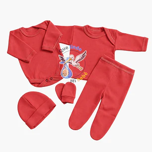Ajuar 5 Piezas Liso Talla 0/3 Meses Coral 