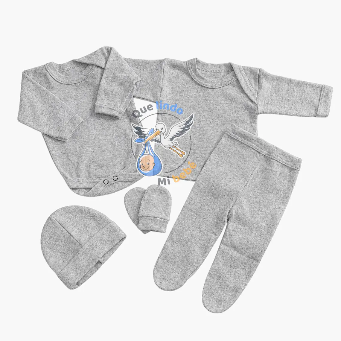 Ajuar 5 Piezas Liso Talla 0/3 Meses Melange 1