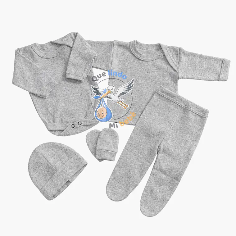 Ajuar 5 Piezas Liso Talla 0/3 Meses Melange 1