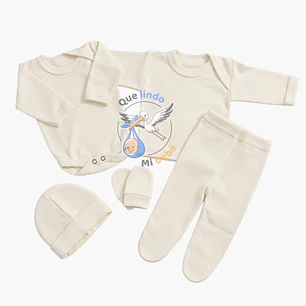 Ajuar 5 Piezas Liso Talla 0/3 Meses Crema