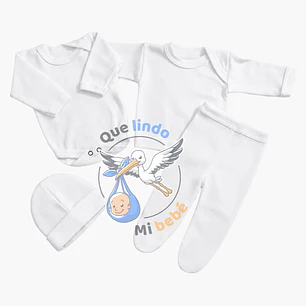 Ajuar 4 Piezas Liso Talla 3/6 Meses Blanco 