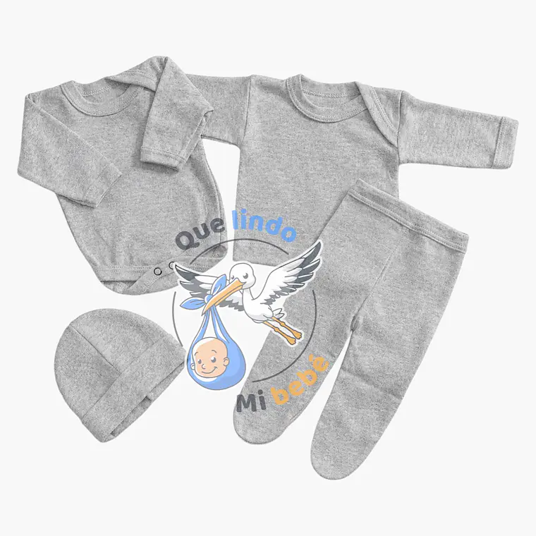 Ajuar 4 Piezas Liso Talla 3/6 Meses Melange  1