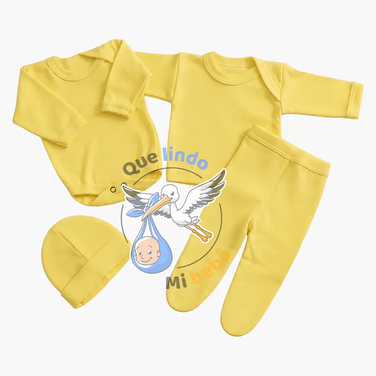 Ajuar 4 Piezas Liso Talla 6/9 Meses Amarillo 1
