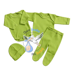 Ajuar 4 Piezas Liso Talla 6/9 Meses Verde Manzana