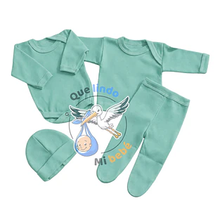 Ajuar 4 Piezas Liso Talla 6/9 Meses Turquesa
