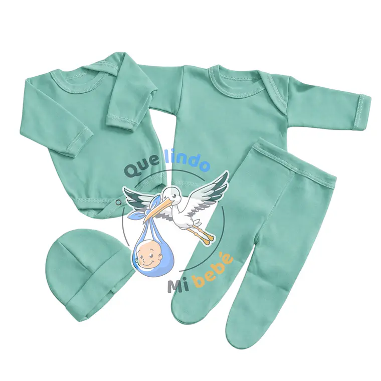 Ajuar 4 Piezas Liso Talla 6/9 Meses Turquesa 1
