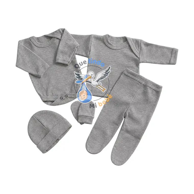 Ajuar 5 Piezas Liso Talla Prematuro Gris 1