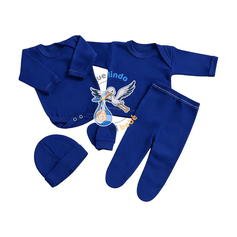 Ajuar 5 Piezas Liso Talla Prematuro Azul Rey 1