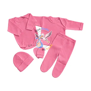Ajuar 5 Piezas Liso Talla Prematuro Rosado