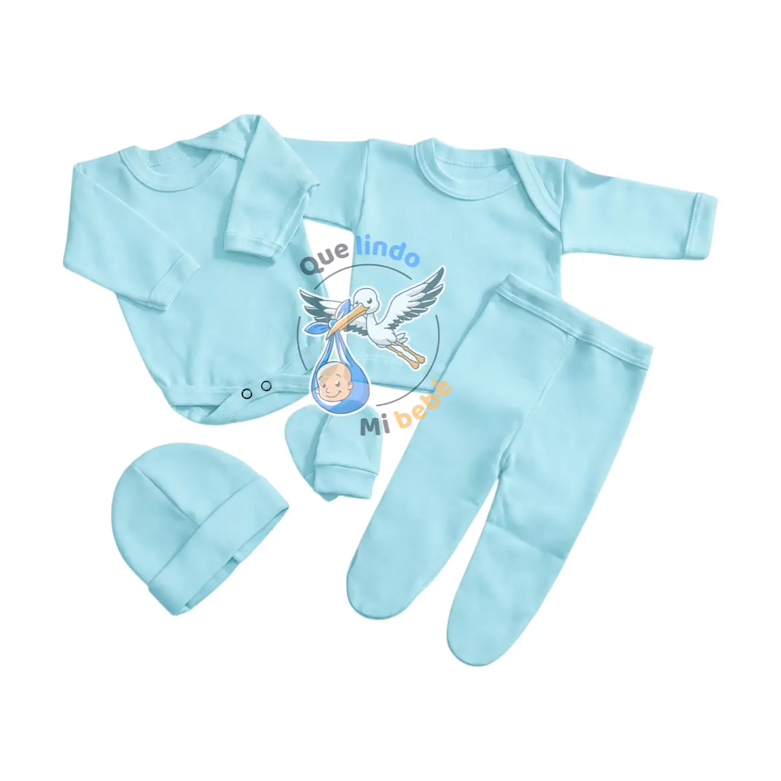 Ajuar 5 Piezas Liso Talla Prematuro Calipso Palido 1