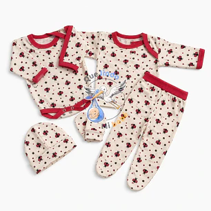 Ajuar 5 Piezas con Diseño Talla 0/3 Meses Blanco/Fucsia Chinita