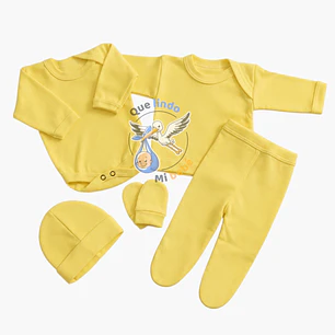 Ajuar 5 Piezas Liso Talla 0/3 Meses Amarillo