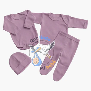 Ajuar 4 Piezas Liso Talla 3/6 Meses Lila Api
