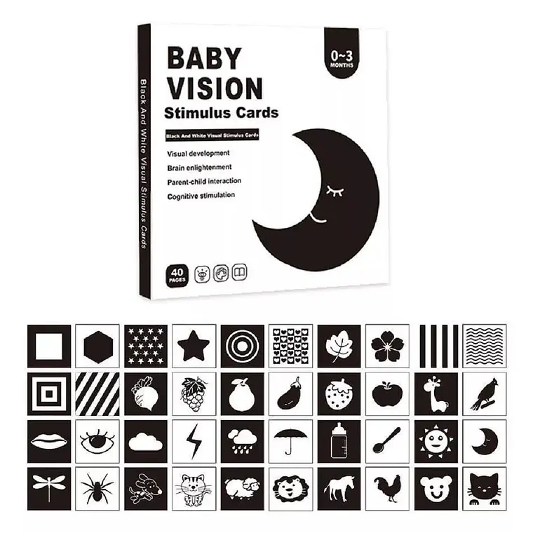 Tarjetas de Estimulación Visual Alto Contraste 0 a 3 Meses +0M 1