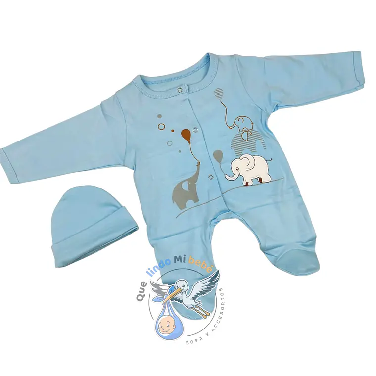 Osito Algodón Prematuro Elefante Celeste 1
