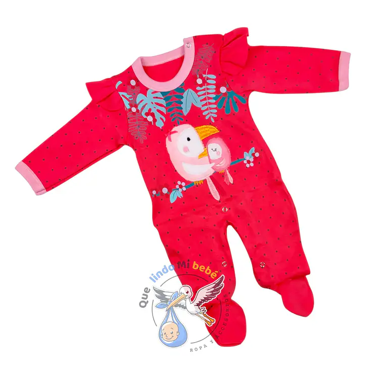 Osito Algodón 1 Pieza 0/3 Meses Pajaritos Fucsia 1