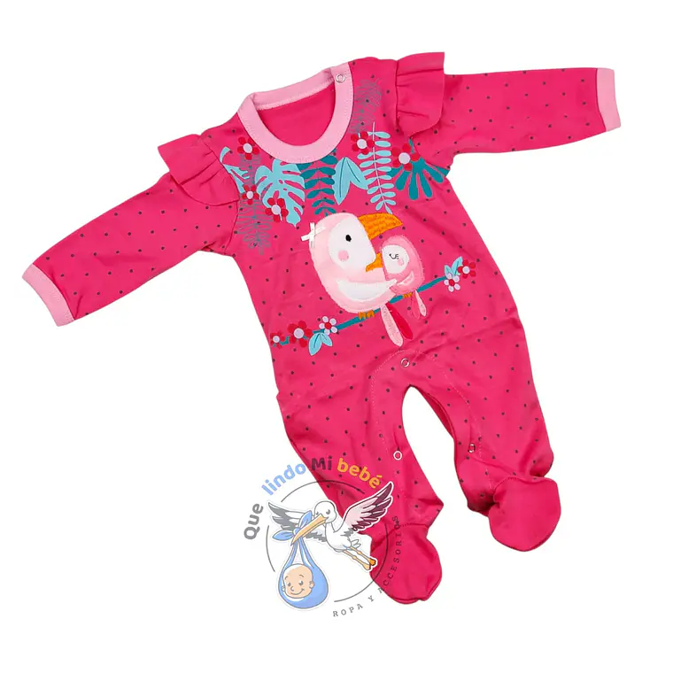 Osito Algodón 1 Pieza 0/3 Meses Pajaritos Chicle 1