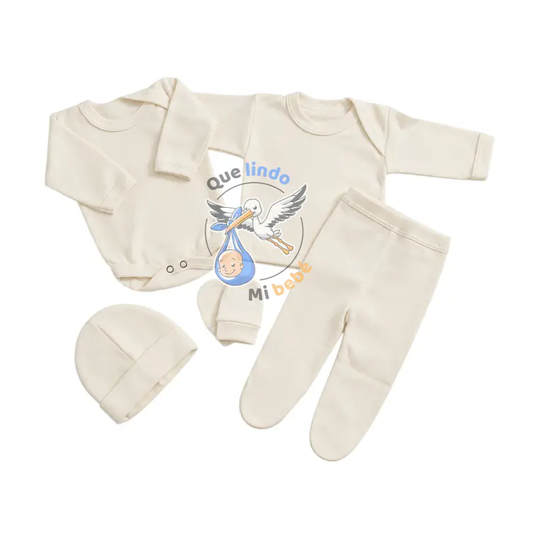 Ajuar 5 Piezas Liso Talla Prematuro Crema 1